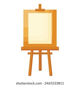 Vector illustration of an empty canvas on a wooden easel, ready for artwork
