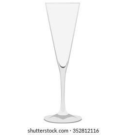 Vector illustration empty champagne glass or sparkling wine glass. Celebration or party beverage