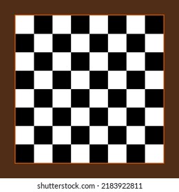 vector illustration of an empty chess board with brown wood edge