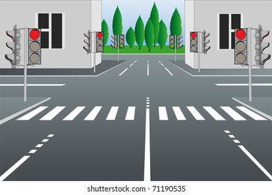 Vector illustration of empty city street