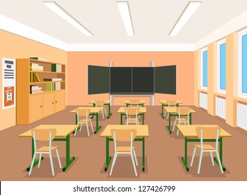 Vector illustration of an empty classroom