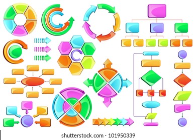 vector illustration of empty flow chart diagram with colorful block