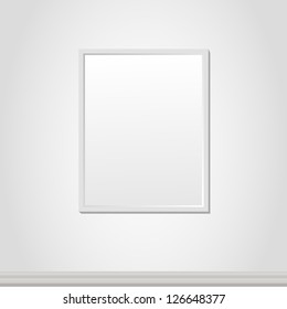 Vector illustration of empty frame over white wall background