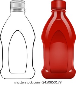 Vector illustration of empty and full ketchup bottles