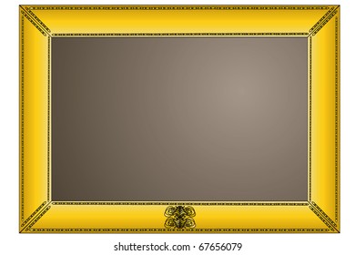 Vector illustration of empty gilded frame under the white background