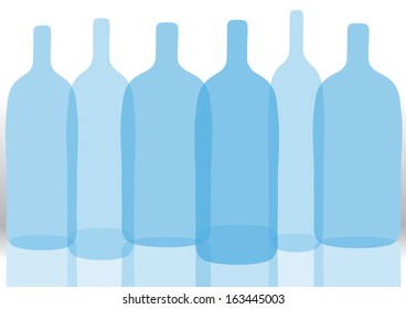 vector illustration of empty glass bottles