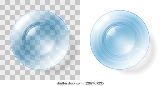 Vector illustration. Empty glass on a transparent background. Top view.