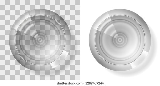 Vector illustration. Empty glass on a transparent background. Top view.