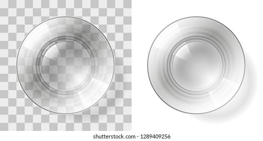 Vector illustration. Empty glass on a transparent background. Top view.