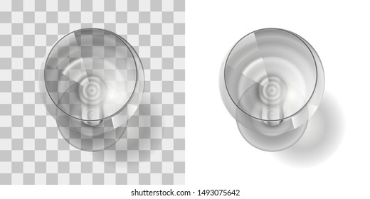 Vector illustration. Empty glass on a transparent background. Top view.