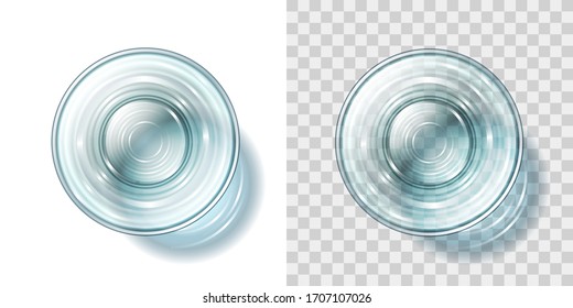  Ilustración vectorial. Vidrio vacío sobre un fondo transparente. Vista superior.