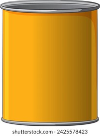 Vector illustration of an empty golden tin can