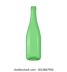 Vector illustration of empty green beer bottle
isolated on white background