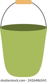 Vector illustration of empty green bucket for gardening and cleaning isolated in white background