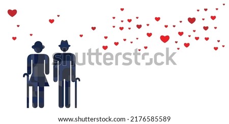 vector illustration for empty nest syndrome for senior couple falling in love again