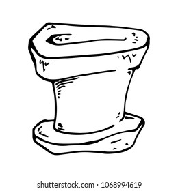 Vector illustration of a empty pot for house flowers. Hand drawn empty pot.
