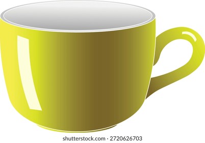 Ilustração vetorial de uma xícara de chá realista vazia com vista lateral. 