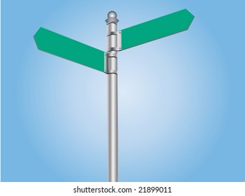 Vector illustration of empty road sign post