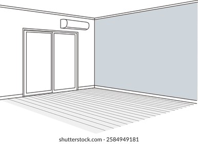 Vector illustration of an empty room with air conditioning