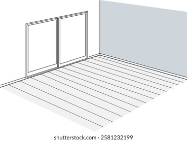 Vector illustration of an empty room seen from above