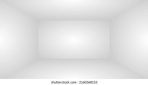 Vector illustration of empty studio background. Luxury gray abstract background for product display. Volumetric empty studio room with spotlight effect backdrop. Inner box space. Gray neutral mockup.
