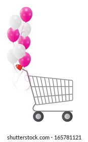 Vector illustration of  empty supermarket shopping cart icon isolated on white background.