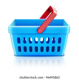 Vector illustration of empty supermarket shopping basket isolated on white background.