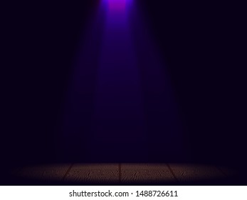 Vector illustration. Empty theater stage and ray of light.