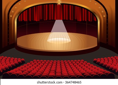 A vector illustration of empty theater stage