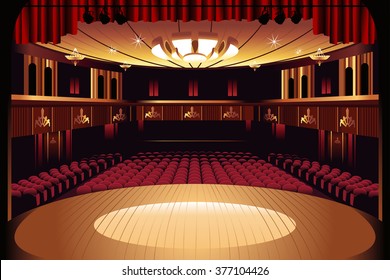 A Vector Illustration Of Empty Theater Stage