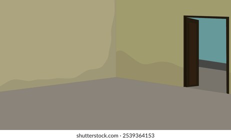 Ilustração vetorial de um projeto interior de casa de aldeia vazia.