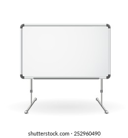 Vector illustration. Empty whiteboard for business presentation, lecture, speech isolated 