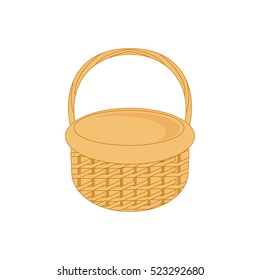 Vector illustration empty wicker basket icon, symbol isolated on white background.