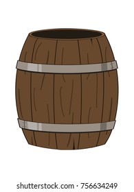  vector illustration of an empty wooden barrel