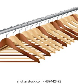 vector illustration of empty wooden hangers