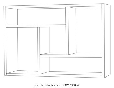 Vector illustration of empty wooden shelf