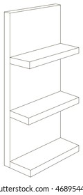 Vector illustration of the empty wooden shelf