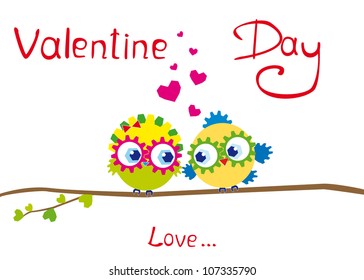 Vector Illustration enamoured bird to the Valentine's day