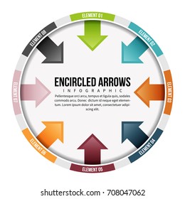 Vector illustration of encircled arrows infographic design elements.