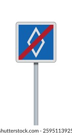 Vector illustration of the end of carpool lane French road sign