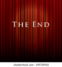vector illustration of the end of the movie on red curtain