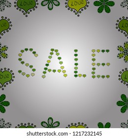 Vector illustration. End of season special offer banner. Sale banner template design, Mega sale special offer. Seamless. Lettering. Illustration on green, black and white colors.