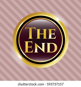 Vector Illustration of The End shiny emblem in maroon color
