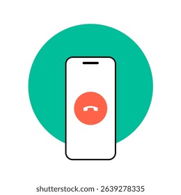 Vector Illustration of Ending a Phone Call on a Smartphone