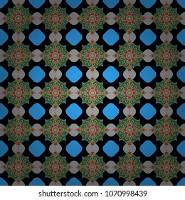 Vector illustration. Endless abstract seamless pattern. Green, black and blue background texture.