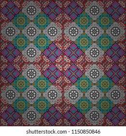 Vector illustration. Endless abstract seamless pattern. Green, gray and blue background texture.