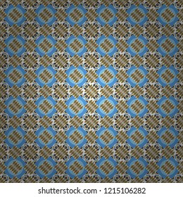 Vector illustration. Endless abstract seamless pattern. Brown, beige and blue background texture.