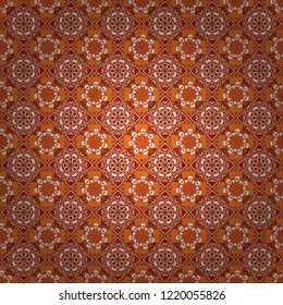 Vector illustration. Endless abstract seamless pattern. Orange, red and white background texture.