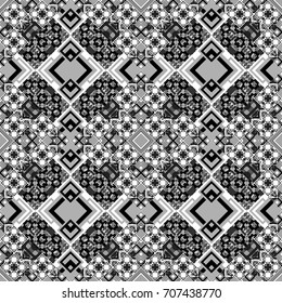 Vector illustration. Endless abstract seamless pattern. Black and white background texture.