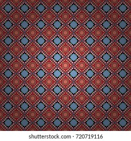 Vector illustration. Endless abstract seamless pattern. Brown, red and blue background texture.